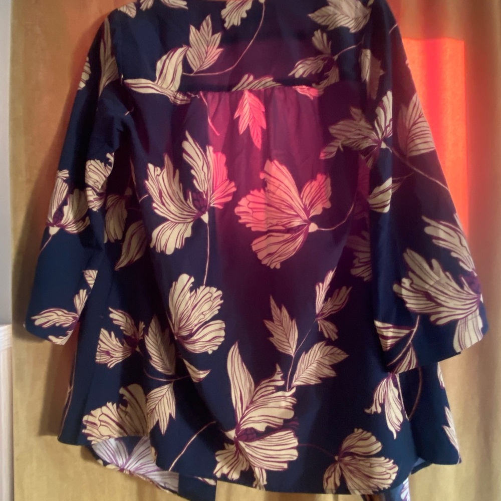 Modcloth Navy and Cream Floral Blouse
